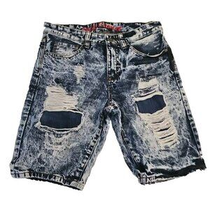 Red Camel Jean Shorts Men's Size 31 Denim Distressed Bleached Acid Wash Blue